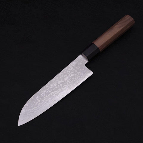 Santoku VG-10 Damascus Walnut Handle 165mm-[Musashi]-[Japanese-Kitchen-Knives]