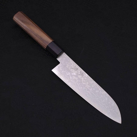 Santoku VG-10 Damascus Walnut Handle 165mm-[Musashi]-[Japanese-Kitchen-Knives]