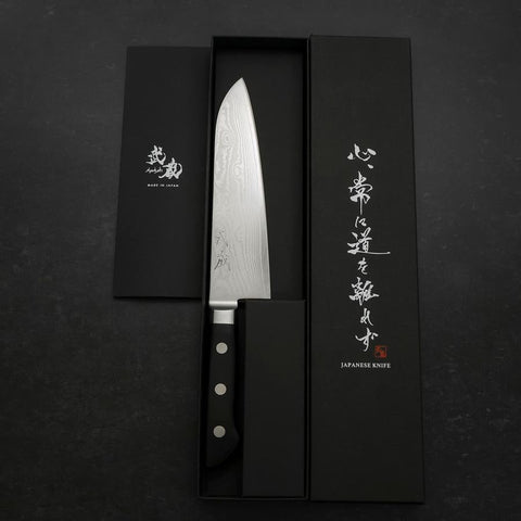 Santoku VG-10 Damascus Western Black Cherry Handle 175mm-[Musashi]-[Japanese-Kitchen-Knives]
