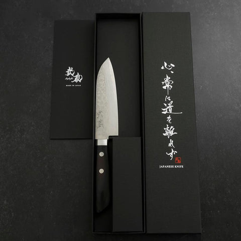 Santoku VG-10 Damascus Western Black Handle 135mm-[Musashi]-[Japanese-Kitchen-Knives]