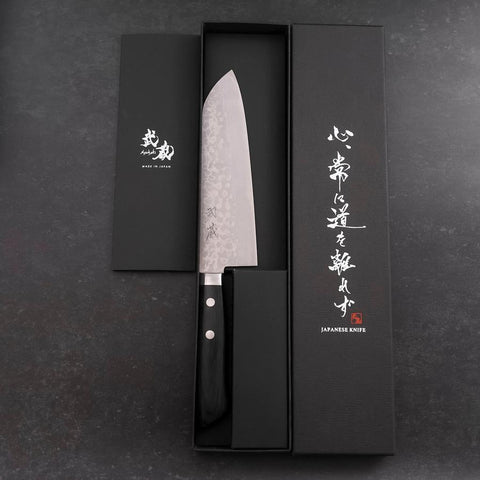 Santoku VG-10 Damascus Western Black Handle 170mm-[Musashi]-[Japanese-Kitchen-Knives]