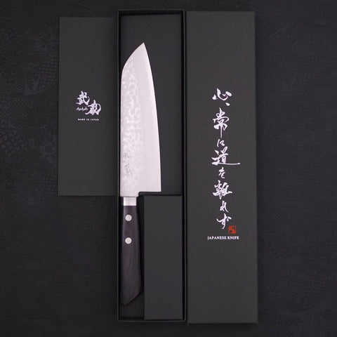 Santoku VG-10 Damascus Western Black Handle 170mm-[Musashi]-[Japanese-Kitchen-Knives]