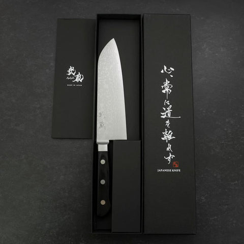Santoku VG-10 Damascus Western Black Handle 170mm-[Musashi]-[Japanese-Kitchen-Knives]