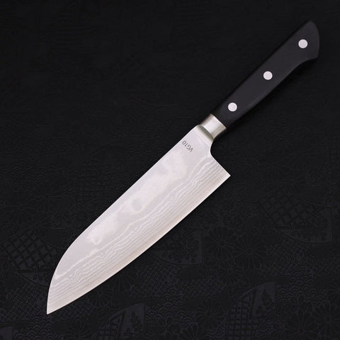 Santoku VG-10 Damascus Western Black Handle Seki 170mm-[Musashi]-[Japanese-Kitchen-Knives]