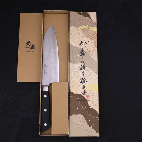Santoku VG-10 Damascus Western Black Handle Seki 170mm-[Musashi]-[Japanese-Kitchen-Knives]
