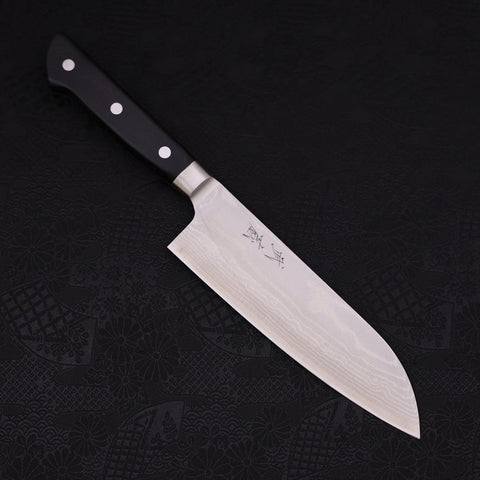 Santoku VG-10 Damascus Western Black Handle Seki 170mm-[Musashi]-[Japanese-Kitchen-Knives]
