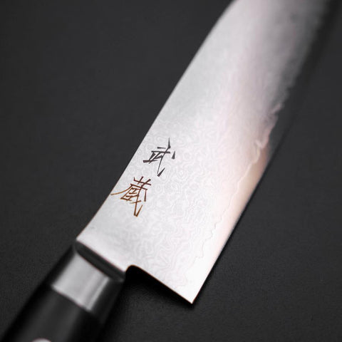 Santoku VG-10 Damascus Western Black Round Handle 135mm-[Musashi]-[Japanese-Kitchen-Knives]