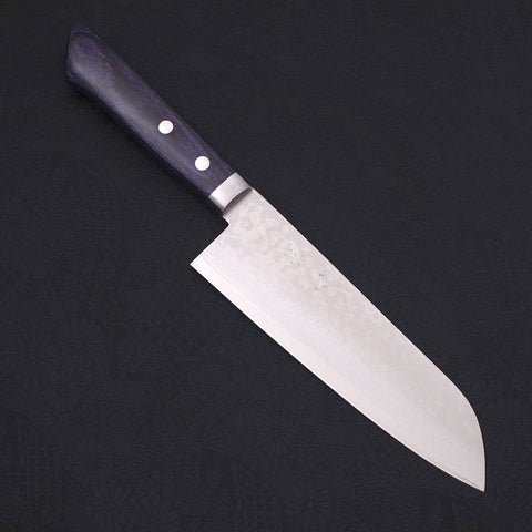 Santoku VG-10 Damascus Western Dark Blue Handle 170mm-[Musashi]-[Japanese-Kitchen-Knives]