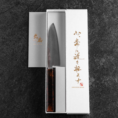 Santoku VG-10 Damascus Yamanaka Black Urushi Handle 130mm-[Musashi]-[Japanese-Kitchen-Knives]