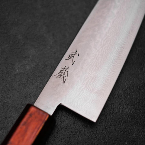 Santoku VG-10 Damascus Yamanaka Black Urushi Handle 165mm (6.5”)-[Musashi]-[Japanese-Kitchen-Knives]