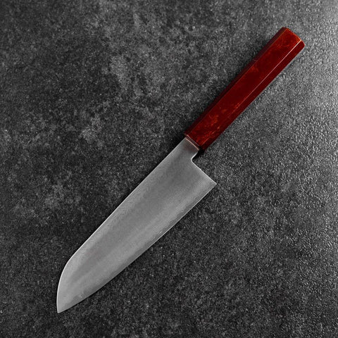 Santoku VG-10 Damasco Yamanaka Mango Urushi Rojo 165mm