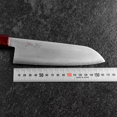 Santoku VG-10 Damasco Yamanaka Mango Urushi Rojo 165mm
