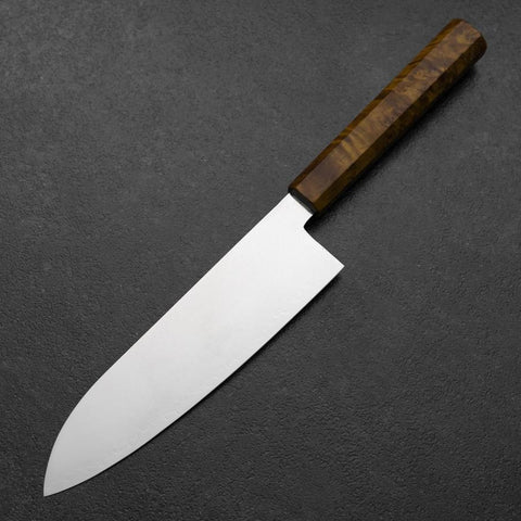 Santoku VG-10 Damascus Yellow-Brown Birch Handle 180mm (7”)-[Musashi]-[Japanese-Kitchen-Knives]