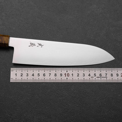Santoku VG-10 Damascus Yellow-Brown Birch Handle 180mm (7”)-[Musashi]-[Japanese-Kitchen-Knives]