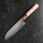 Santoku VG-10 Mirror Tsuchime Damascus Buffalo Dark Pink Maple Handle 170mm-[Musashi]-[Japanese-Kitchen-Knives]