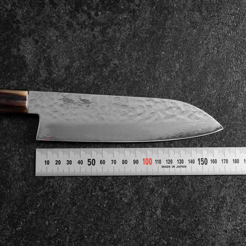 Santoku VG-10 Mirror Tsuchime Damascus Buffalo Light Pink Maple Handle 170mm (6.7”)-[Musashi]-[Japanese-Kitchen-Knives]