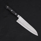 Santoku VG-10 Mirror Tsuchime Damascus Western Black Handle 180mm-[Musashi]-[Japanese-Kitchen-Knives]