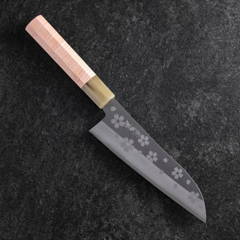 Santoku VG-10 Polished Sakura Buffalo Light Pink Maple Handle 175mm-[Musashi]-[Japanese-Kitchen-Knives]