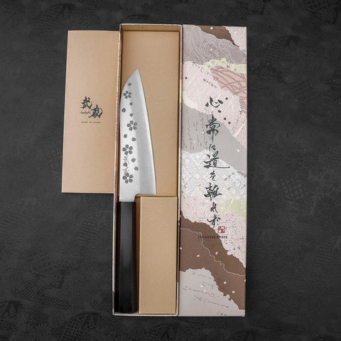 Santoku VG-10 Polished Sakura Ebony Handle 150mm-[Musashi]-[Japanese-Kitchen-Knives]