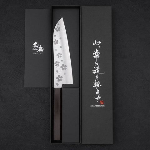 Santoku VG-10 Polished Sakura Ebony Handle 175mm (6.8”)-[Musashi]-[Japanese-Kitchen-Knives]