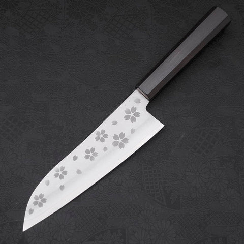 Santoku VG-10 Polished Sakura Ebony Handle 175mm-[Musashi]-[Japanese-Kitchen-Knives]