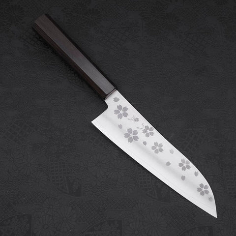 Santoku VG-10 Polished Sakura Ebony Handle 175mm-[Musashi]-[Japanese-Kitchen-Knives]