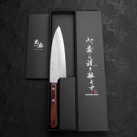 Santoku VG-10 Polished Western Black Brown Handle 170mm-[Musashi]-[Japanese-Kitchen-Knives]