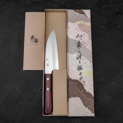 Santoku VG-10 Polished Western Black Red Handle 150mm-[Musashi]-[Japanese-Kitchen-Knives]