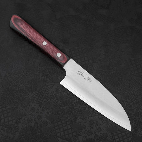 Santoku VG-10 Polished Western Black Red Handle 150mm-[Musashi]-[Japanese-Kitchen-Knives]