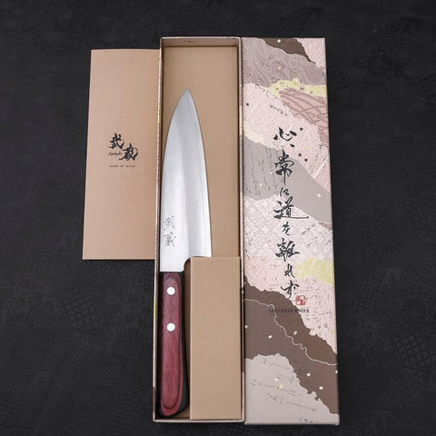 Santoku VG-10 Polished Western Black Red Handle 170mm-[Musashi]-[Japanese-Kitchen-Knives]
