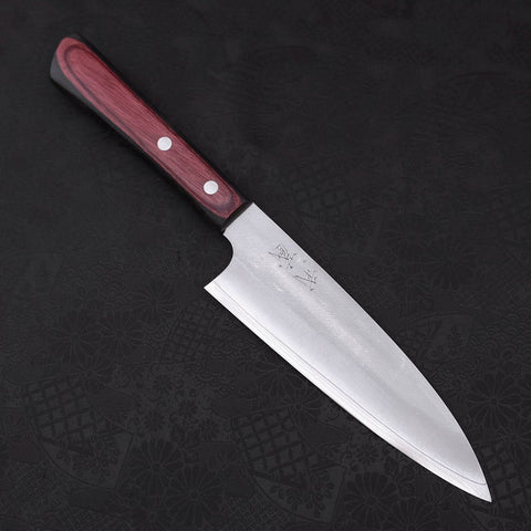 Santoku VG-10 Polished Western Black Red Handle 170mm-[Musashi]-[Japanese-Kitchen-Knives]