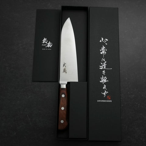 Santoku VG-10 Polished Western Mahogany Handle 180mm-[Musashi]-[Japanese-Kitchen-Knives]