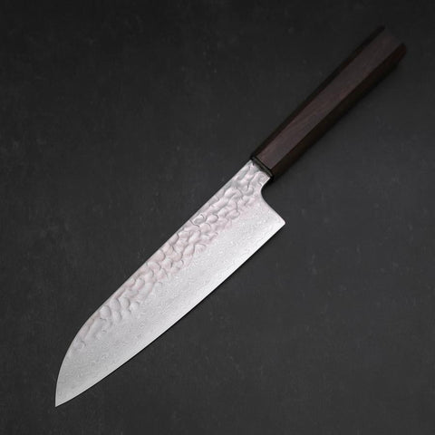 Santoku VG-10 Tsuchime Damascus Ashwood Handle 180mm-[Musashi]-[Japanese-Kitchen-Knives]