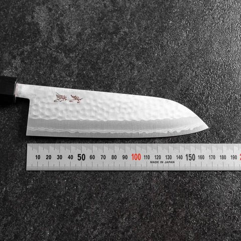 Santoku VG-10 Tsuchime Damascus Walnut Handle 165mm-[Musashi]-[Japanese-Kitchen-Knives]
