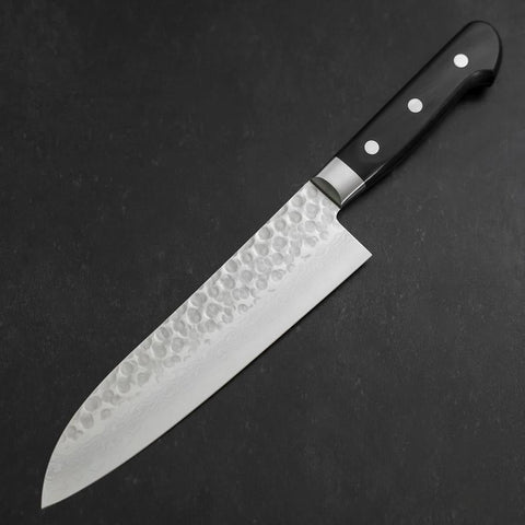 Santoku VG-10 Tsuchime Damascus Western Black Handle 180mm-[Musashi]-[Japanese-Kitchen-Knives]