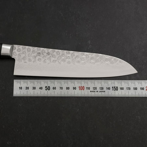 Santoku VG-10 Tsuchime Damascus Western Black Handle 180mm-[Musashi]-[Japanese-Kitchen-Knives]
