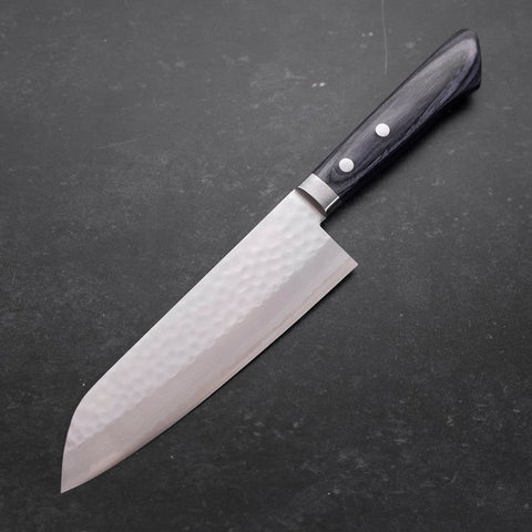 Santoku VG-10 Tsuchime Damascus Western Blue Handle 170mm-[Musashi]-[Japanese-Kitchen-Knives]
