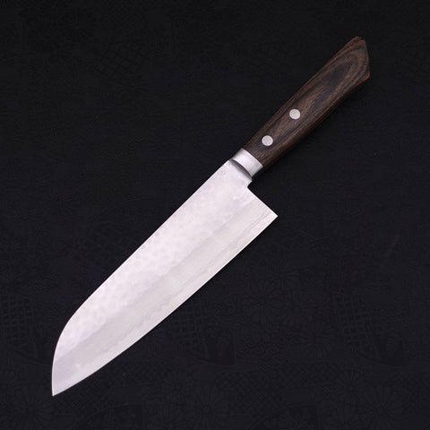 Santoku VG-10 Tsuchime Damascus Western Brown Handle 170mm (6.7”)-[Musashi]-[Japanese-Kitchen-Knives]