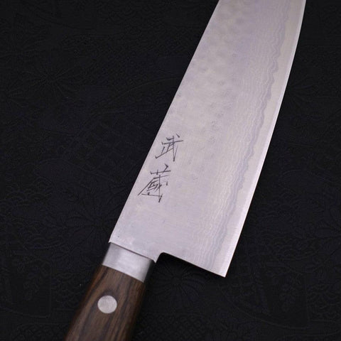 Santoku VG-10 Tsuchime Damascus Western Brown Handle 170mm (6.7”)-[Musashi]-[Japanese-Kitchen-Knives]