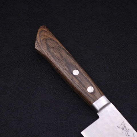 Santoku VG-10 Tsuchime Damascus Western Brown Handle 170mm (6.7”)-[Musashi]-[Japanese-Kitchen-Knives]