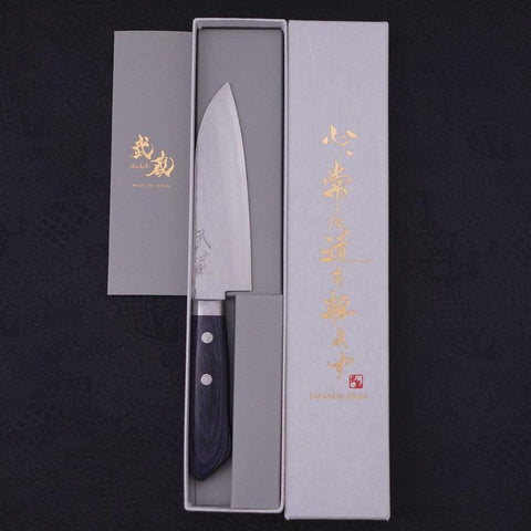 Santoku VG-10 Tsuchime Damascus Western Dark Blue Handle 130mm-[Musashi]-[Japanese-Kitchen-Knives]