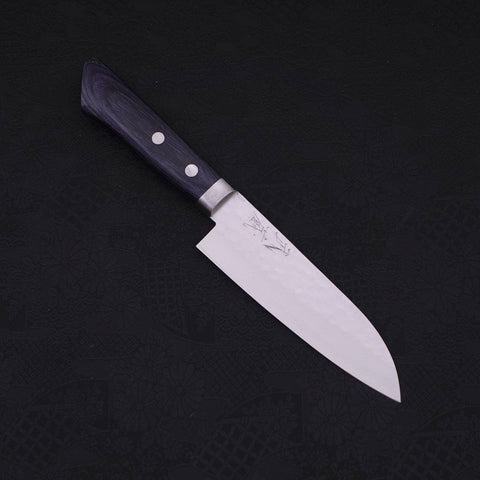 Santoku VG-10 Tsuchime Damascus Western Dark Blue Handle 130mm-[Musashi]-[Japanese-Kitchen-Knives]