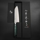 Santoku VG-10 Tsuchime Damascus Western Green Handle 170mm-[Musashi]-[Japanese-Kitchen-Knives]