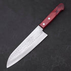 Santoku VG-10 Tsuchime Damascus Western Red Handle 180mm (7”)-[Musashi]-[Japanese-Kitchen-Knives]