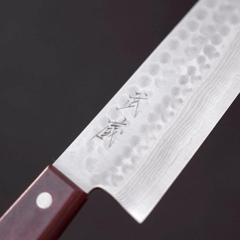 Santoku VG-10 Tsuchime Damascus Western Red Handle 180mm (7”)-[Musashi]-[Japanese-Kitchen-Knives]