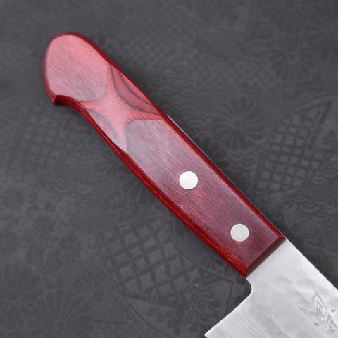 Santoku VG-10 Tsuchime Damascus Western Red Handle 180mm (7”)-[Musashi]-[Japanese-Kitchen-Knives]
