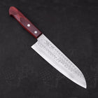 Santoku VG-10 Tsuchime Damascus Western Red Handle 180mm (7”)-[Musashi]-[Japanese-Kitchen-Knives]