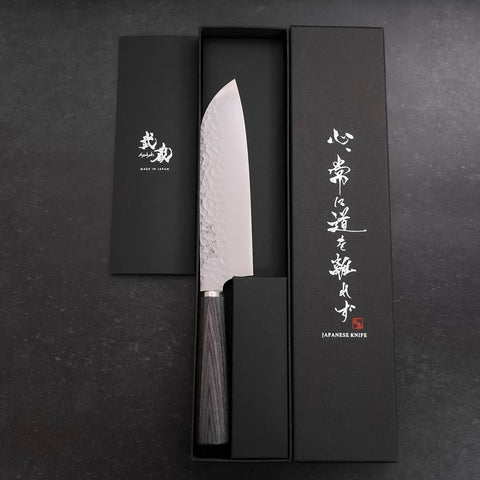 Santoku VG-10 Tsuchime Oval Charcoal Handle 165mm (6.5”)-[Musashi]-[Japanese-Kitchen-Knives]