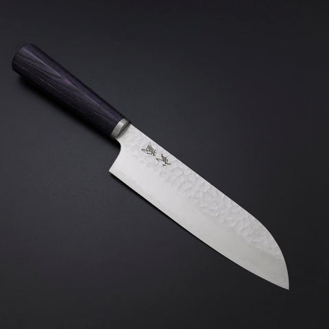 Santoku VG-10 Tsuchime Oval Purple Handle 165mm (6.5”)-[Musashi]-[Japanese-Kitchen-Knives]