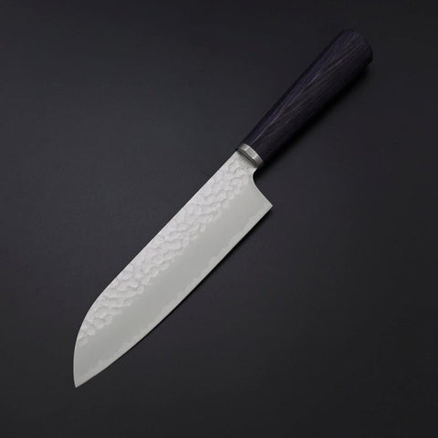 Santoku VG-10 Tsuchime Oval Purple Handle 165mm-[Musashi]-[Japanese-Kitchen-Knives]